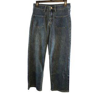 TOSATISFINE WOMENS WIDE LEG JEANS HIGH WAISTED SIZE MEDIUM STRAIGHT VINTAGE BLUE